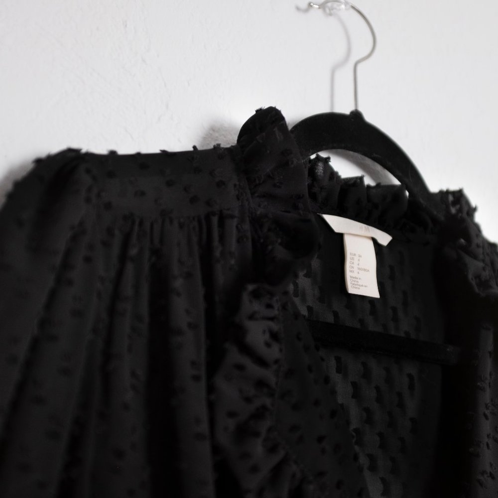 H&M Flounced Short Boho Black Dress - Picture 5 of 6